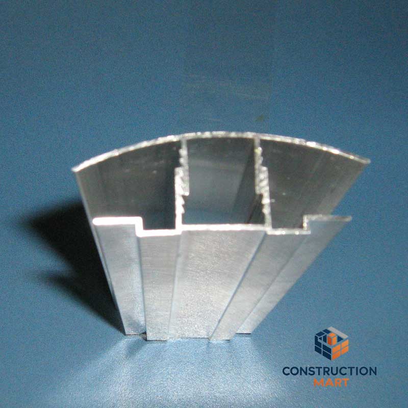 Cross-section view of Constructionmart aluminum clip-on H connector showing upper and lower interlocking design for joining polycarbonate sheets firmly.